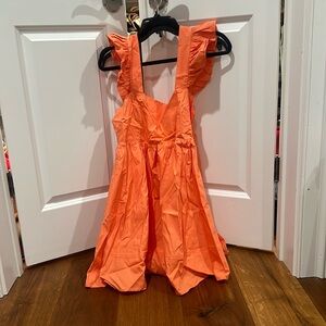 Orange square neck, mini dress